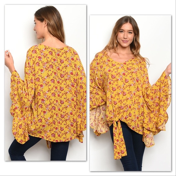 Oversized Bohemian Gypsy Tie Front Top - Picture 4 of 4